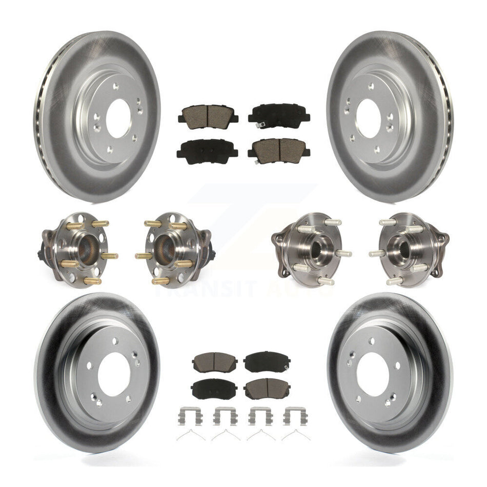 Front Rear Hub Bearings Assembly Coated Disc Brake Rotors And Ceramic Pads Kit (10Pc) For Kia Optima With Electric Parking KBB-120862