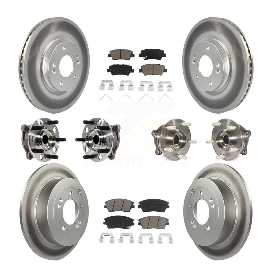 Front Rear Hub Bearings Assembly Coated Disc Brake Rotors And Ceramic Pads Kit (10Pc) For Hyundai Tucson Kia Sportage KBB-120864