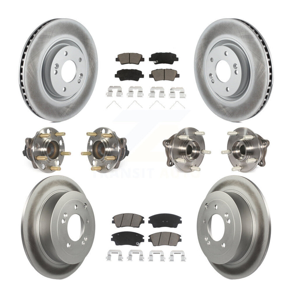 Front Rear Hub Bearings Assembly Coated Disc Brake Rotors And Ceramic Pads Kit (10Pc) For 2017-2021 Kia Sportage FWD with Turbocharged With Manual Parking KBB-120865