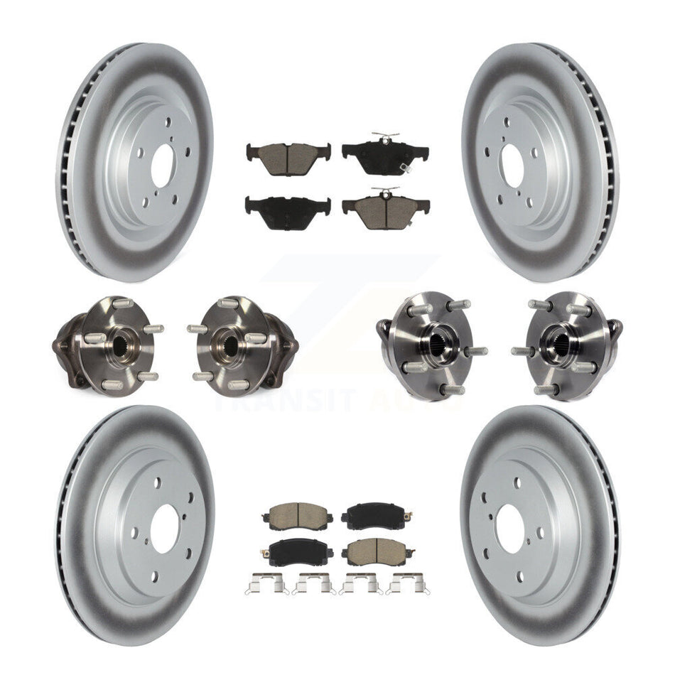 Front Rear Hub Bearings Assembly Coated Disc Brake Rotors And Ceramic Pads Kit (10Pc) For 2019 Subaru Forester With 316mm Diameter Rotor KBB-120871