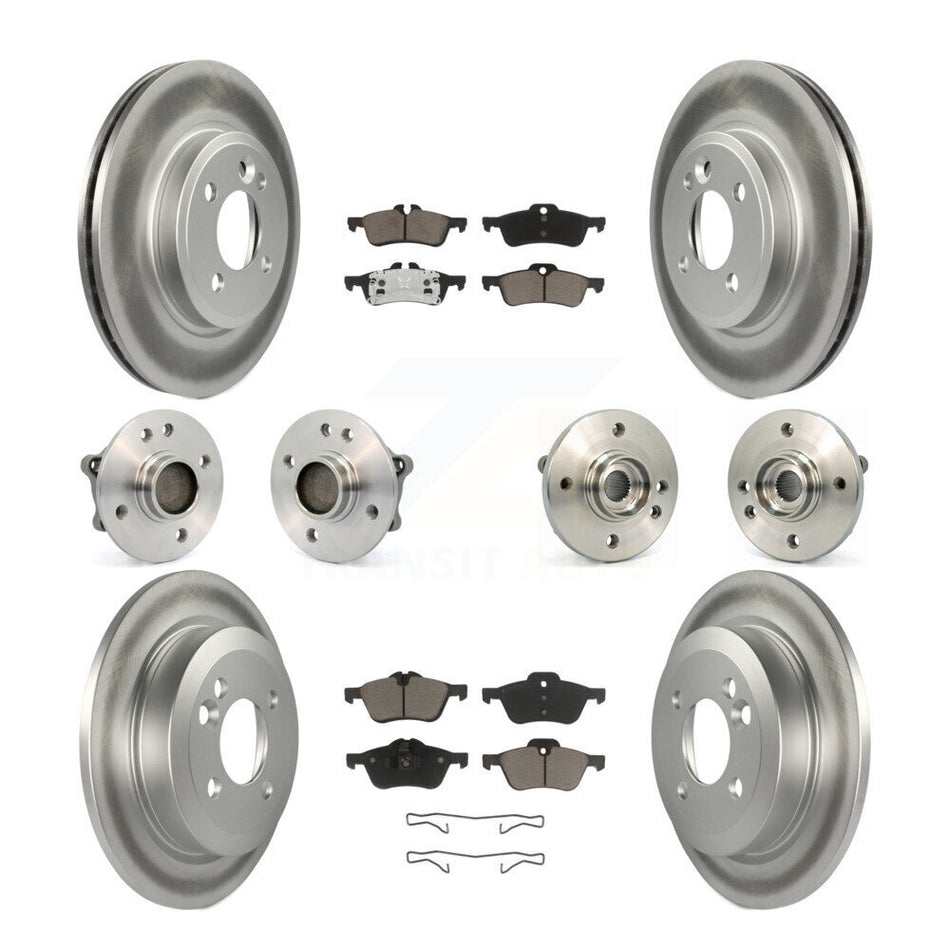 Front Rear Hub Bearings Assembly Coated Disc Brake Rotors And Ceramic Pads Kit (10Pc) For 2002-2005 Mini Cooper With 276mm Diameter Rotor KBB-120882