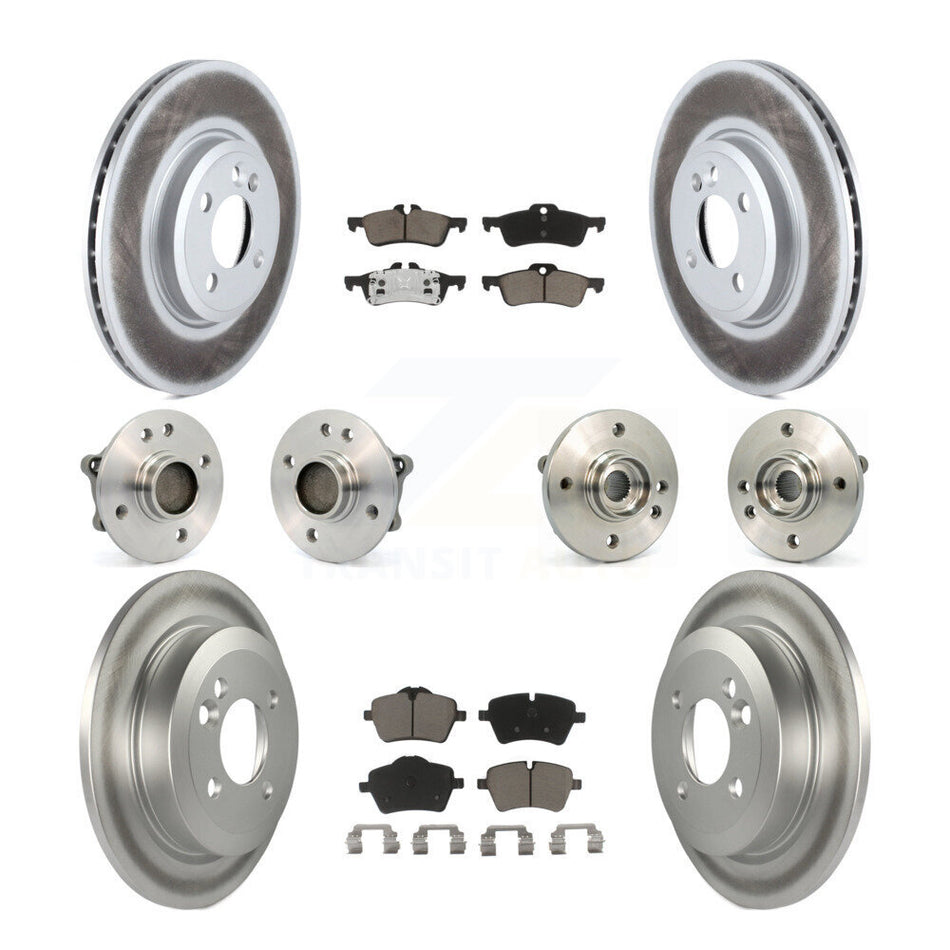 Front Rear Hub Bearings Assembly Coated Disc Brake Rotors And Ceramic Pads Kit (10Pc) For 2002-2005 Mini Cooper With 294mm Diameter Rotor 4 Lug Wheels KBB-120883