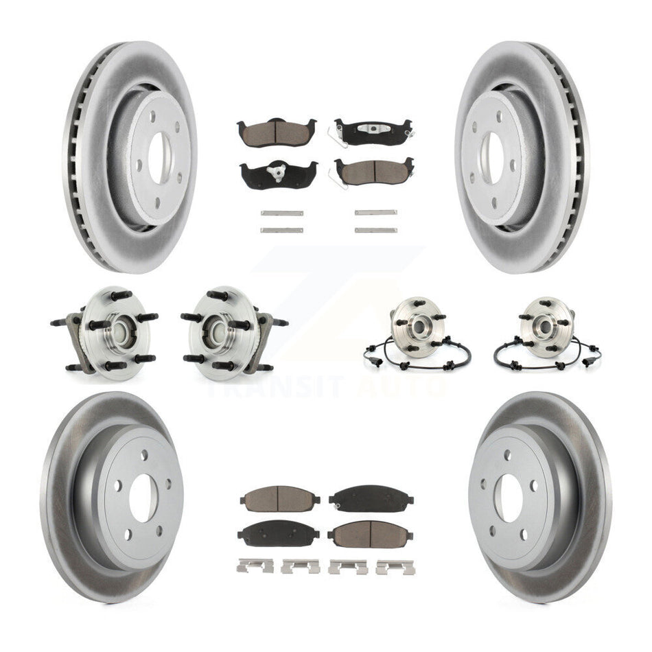 Front Rear Hub Bearings Assembly Coated Disc Brake Rotors And Ceramic Pads Kit (10Pc) For Jeep Grand Cherokee Commander KBB-120896