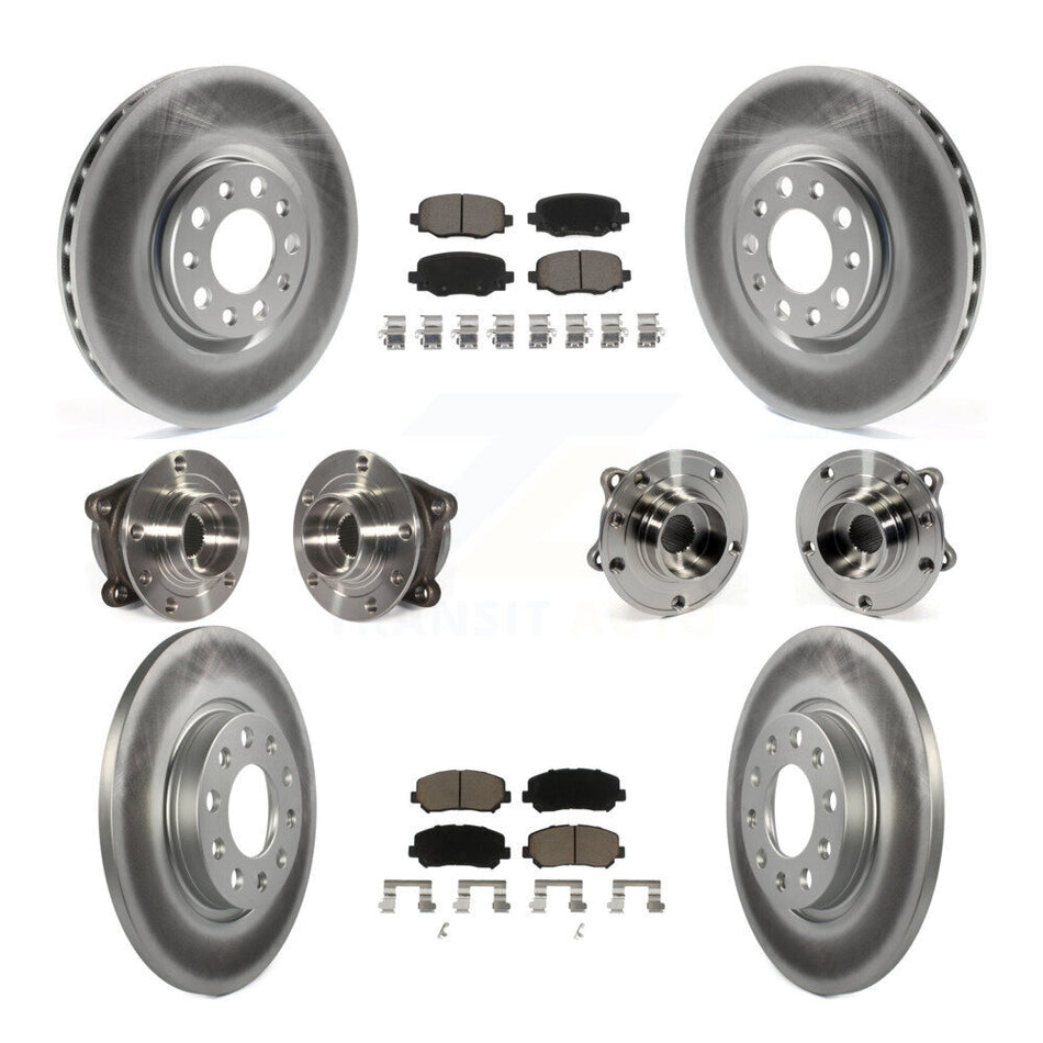 Front Rear Hub Bearings Assembly Coated Disc Brake Rotors And Ceramic Pads Kit (10Pc) For 2015-2017 Chrysler 200 AWD With 305mm Diameter Rotor KBB-120902