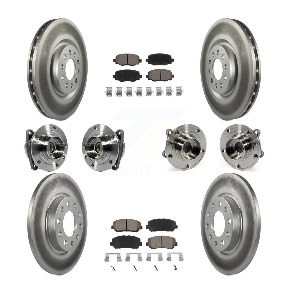 Front Rear Hub Bearing Coated Brake Rotor & Pad Kit (10Pc) For 2015-2017 Chrysler 200 FWD KBB-120905