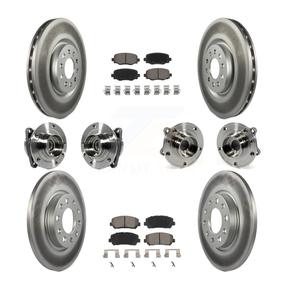 Front Rear Hub Bearing Coated Brake Rotor & Pad Kit (10Pc) For 2015-2017 Chrysler 200 FWD KBB-120905