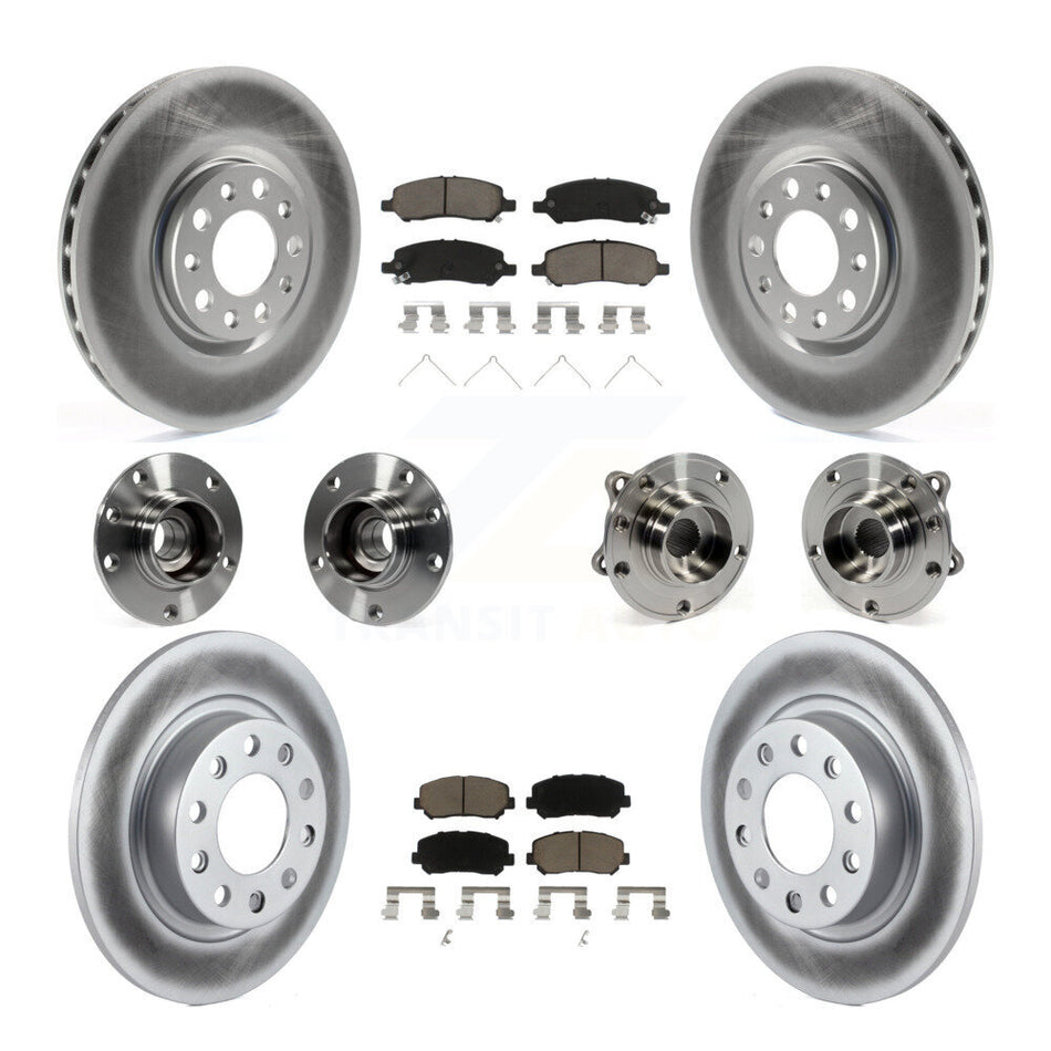 Front Rear Hub Bearings Assembly Coated Disc Brake Rotors And Ceramic Pads Kit (10Pc) For 2013-2016 Dodge Dart KBB-120906