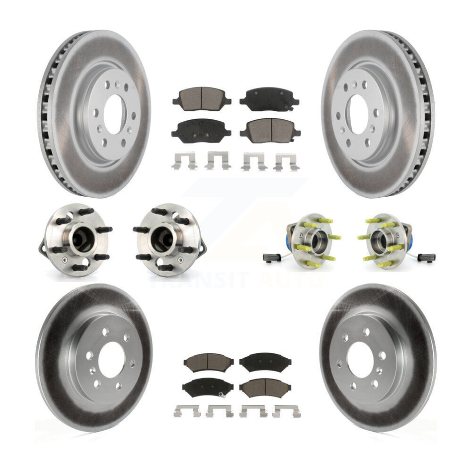 Front Rear Hub Bearing Assembly Coated Disc Brake Rotor And Ceramic Pad Kit (10Pc) For Chevrolet Uplander Pontiac Montana Buick Terraza Saturn Relay 4 Hole Rectangular Flange KBB-120907
