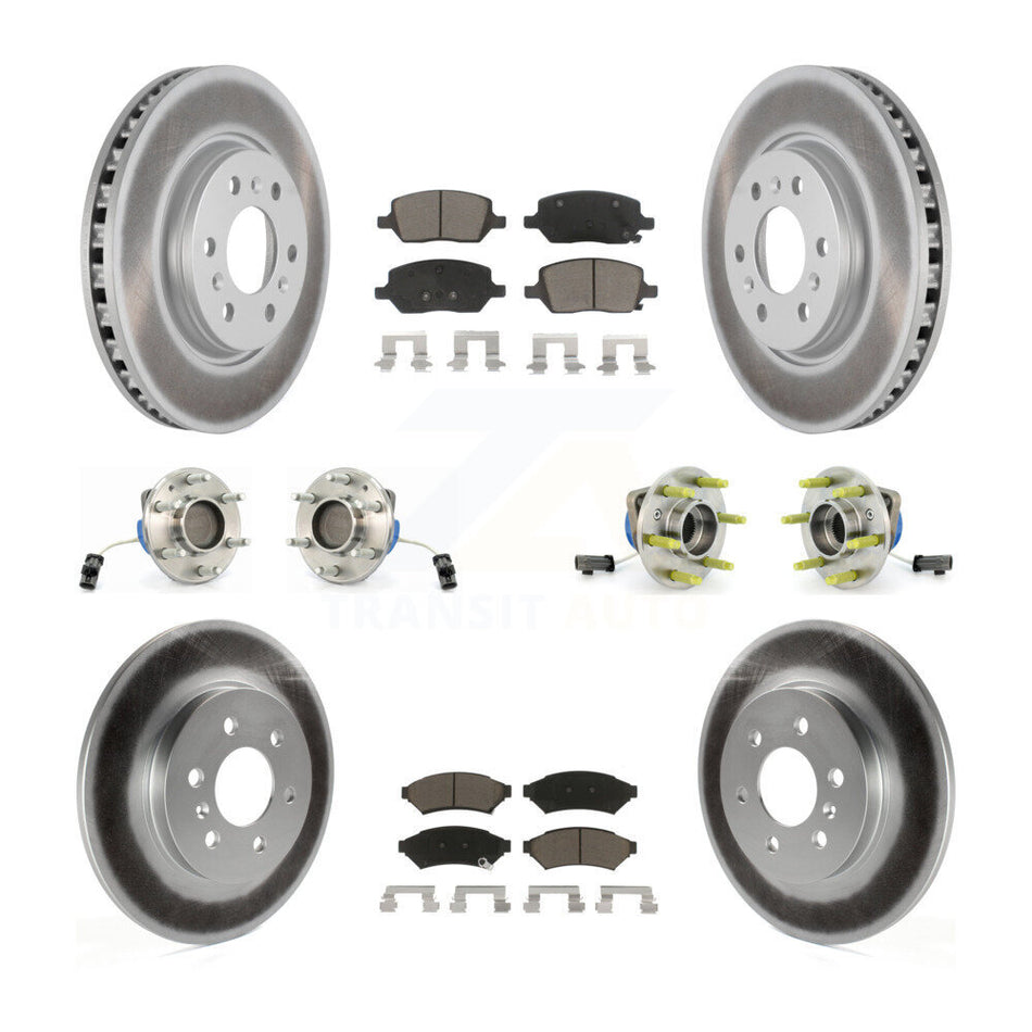 Front Rear Hub Bearings Assembly Coated Disc Brake Rotors And Ceramic Pads Kit (10Pc) For Chevrolet Uplander Buick Terraza Pontiac Montana 3 Hole Triangular Flange KBB-120908