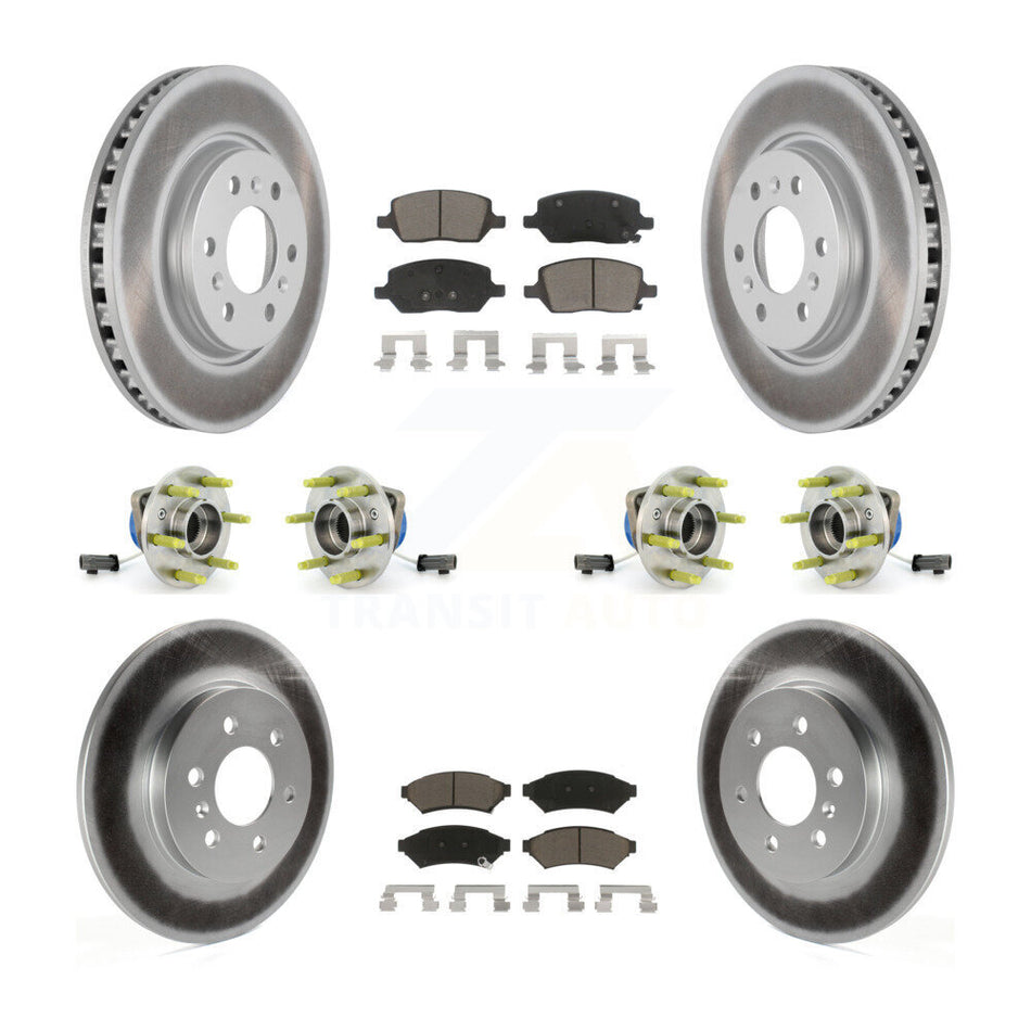 Front Rear Hub Bearings Assembly Coated Disc Brake Rotors And Ceramic Pads Kit (10Pc) For 2006 Saturn Relay AWD With FE1 Suspension FE2 FE3 KBB-120910
