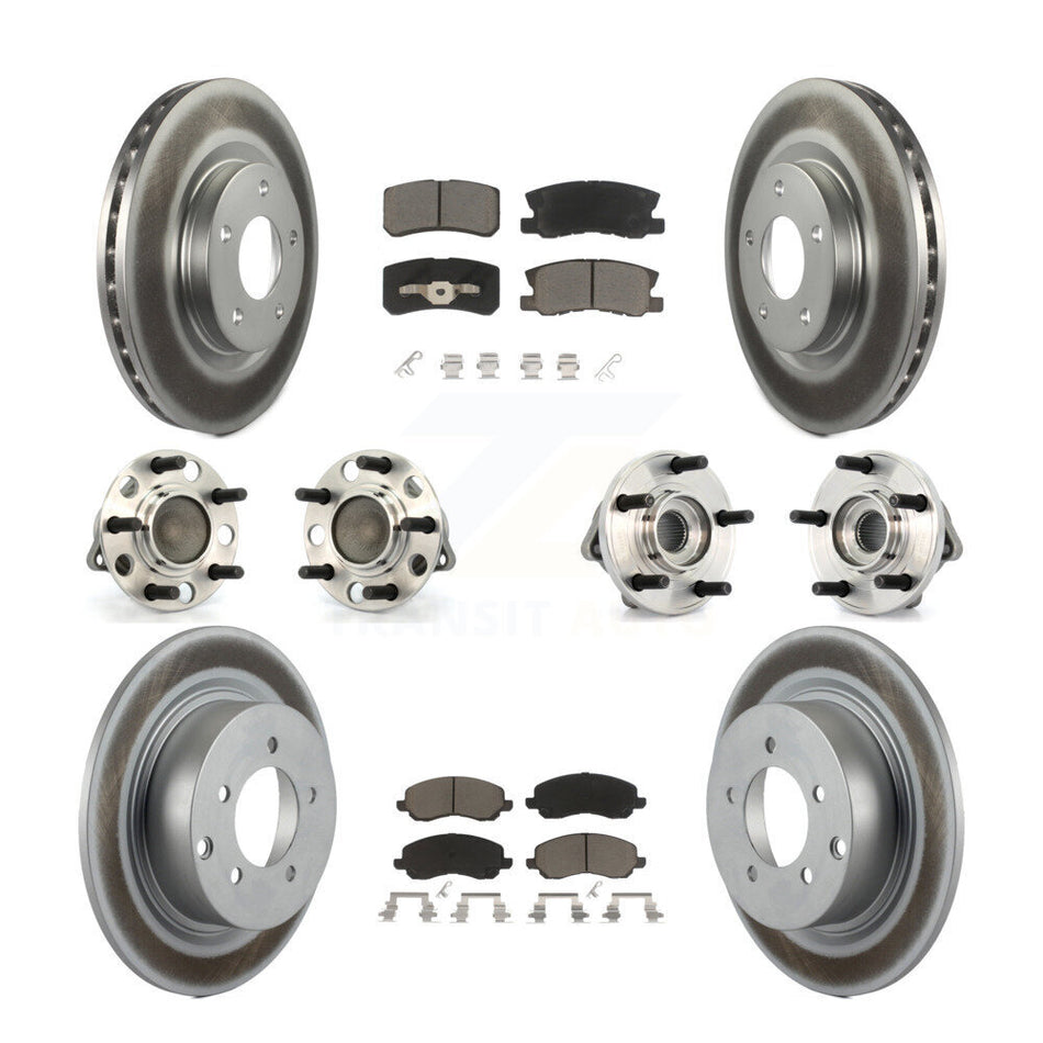 Front Rear Hub Bearings Assembly Coated Disc Brake Rotors And Ceramic Pads Kit (10Pc) For Chrysler Dodge Avenger Sebring 200 With 302mm Diameter Rotor KBB-120912