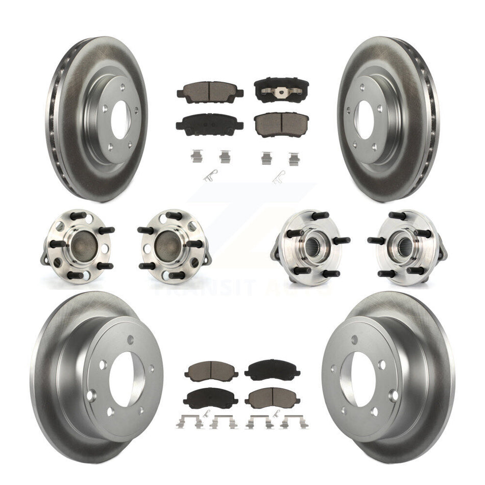 Front Rear Hub Bearings Assembly Coated Disc Brake Rotors And Ceramic Pads Kit (10Pc) For Dodge Chrysler Avenger Sebring 200 Caliber KBB-120913