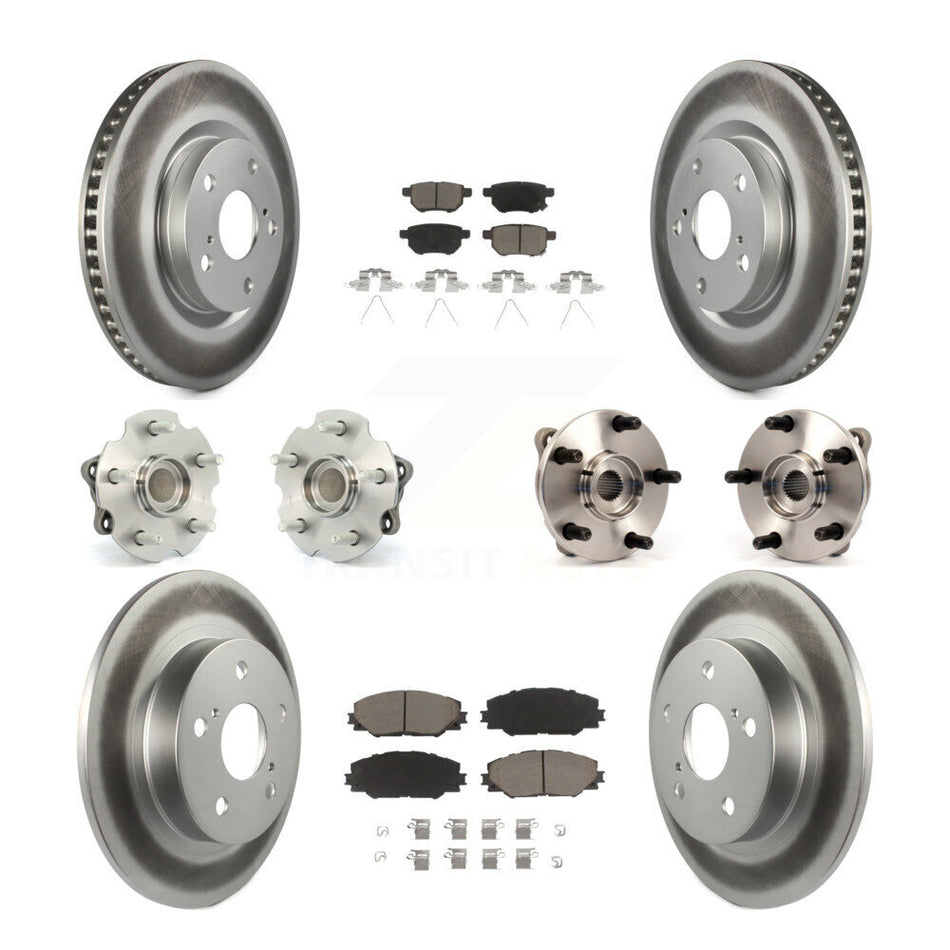 Front Rear Hub Bearings Assembly Coated Disc Brake Rotors And Ceramic Pads Kit (10Pc) For 2011-2016 Scion tC Automatic transmission KBB-120924