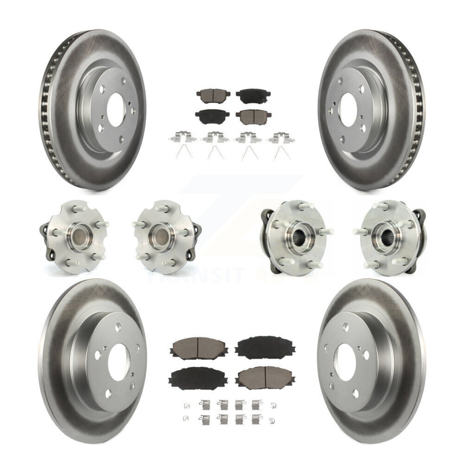Front Rear Hub Bearings Assembly Coated Disc Brake Rotors And Ceramic Pads Kit (10Pc) For 2011-2016 Scion tC Manual transmission KBB-120925