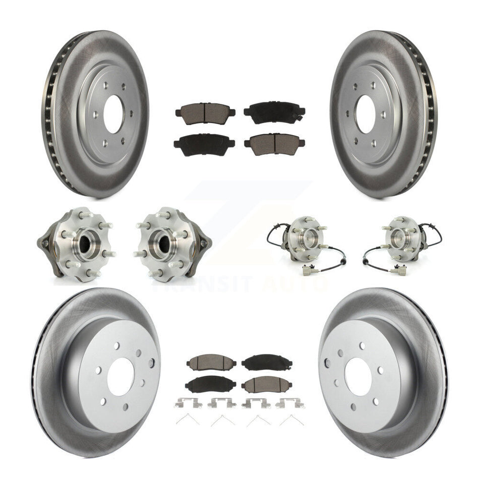 Front Rear Hub Bearings Assembly Coated Disc Brake Rotors And Ceramic Pads Kit (10Pc) For Nissan Pathfinder KBB-120930