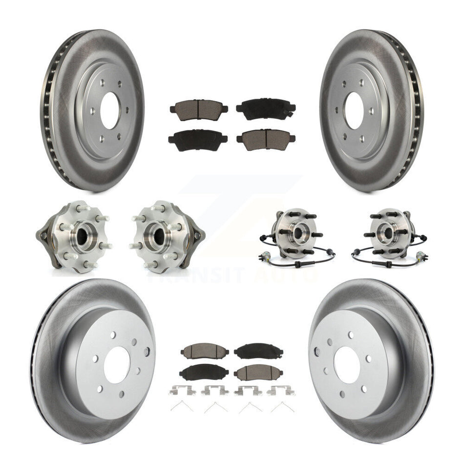 Front Rear Hub Bearings Assembly Coated Disc Brake Rotors And Ceramic Pads Kit (10Pc) For Nissan Pathfinder KBB-120931
