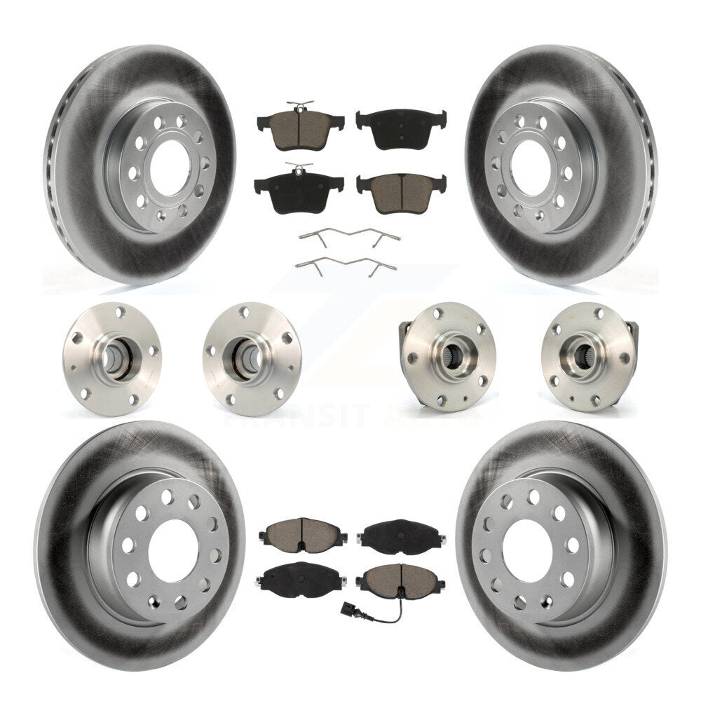 Front Rear Hub Bearing Coated Brake Rotor Pads Kit (10Pc) For 2015-2019 Volkswagen e-Golf KBB-120932