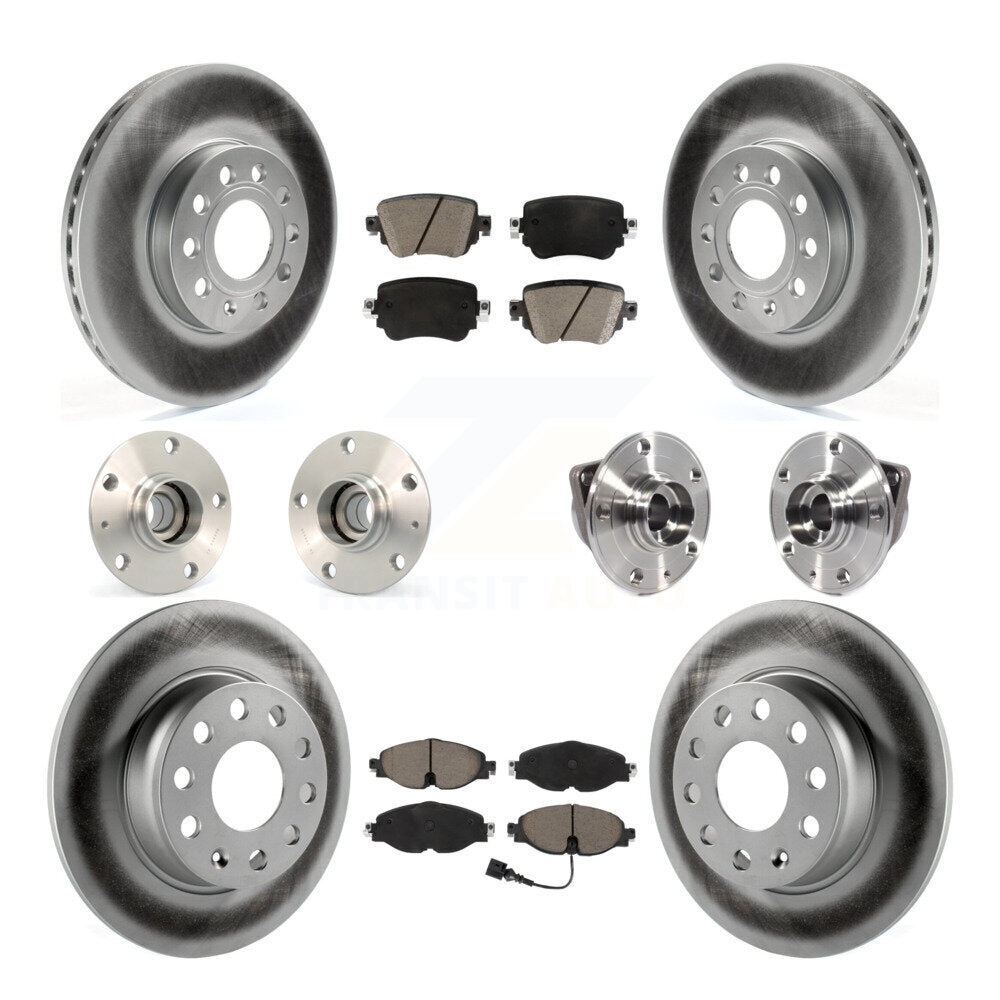 Front Rear Hub Bearing Coated Brake Rotor & Pad Kit (10Pc) For Volkswagen Golf SportWagen KBB-120935