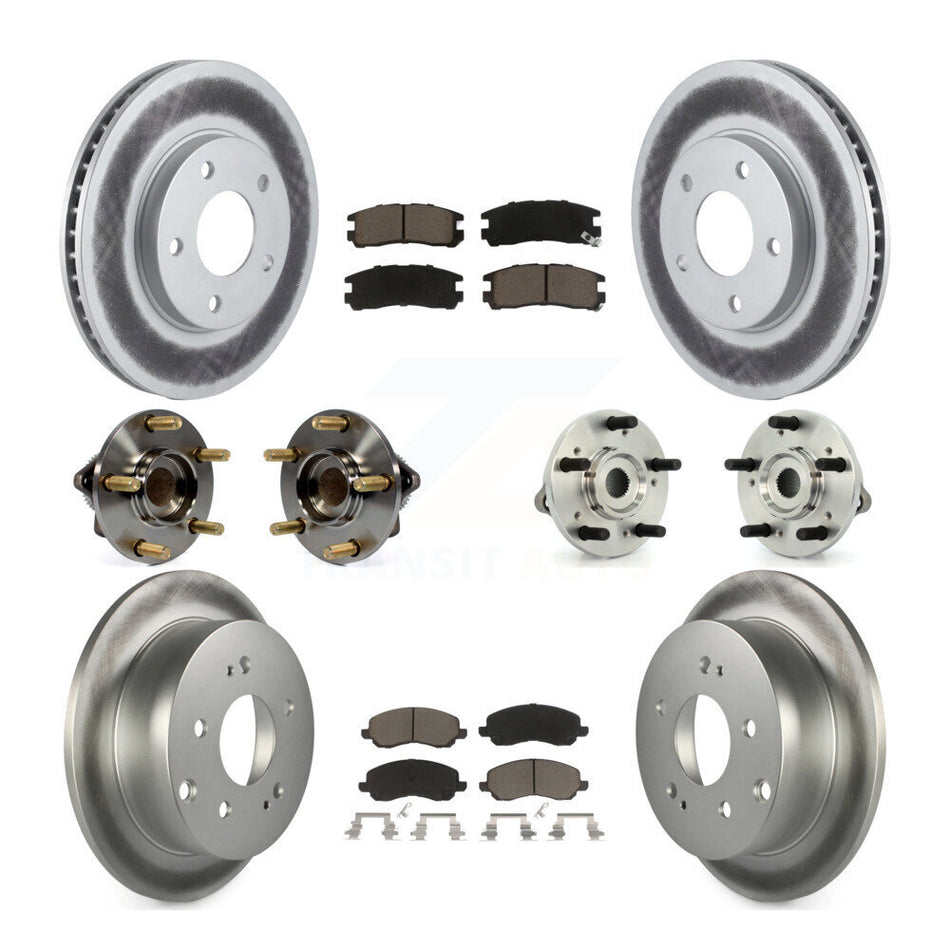 Front Rear Hub Bearings Assembly Coated Disc Brake Rotors And Ceramic Pads Kit (10Pc) For Mitsubishi Galant KBB-120939