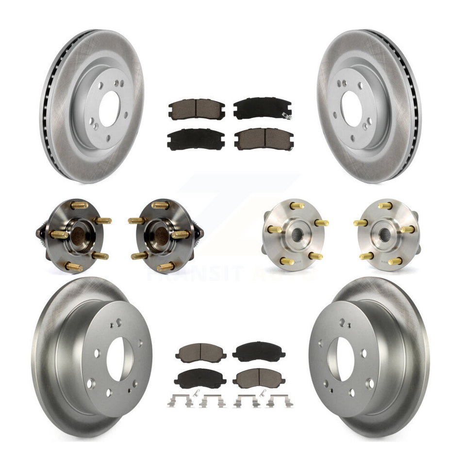 Front Rear Hub Bearings Assembly Coated Disc Brake Rotors And Ceramic Pads Kit (10Pc) For 2006 Mitsubishi Eclipse 2.4L To 10 31 05 KBB-120941
