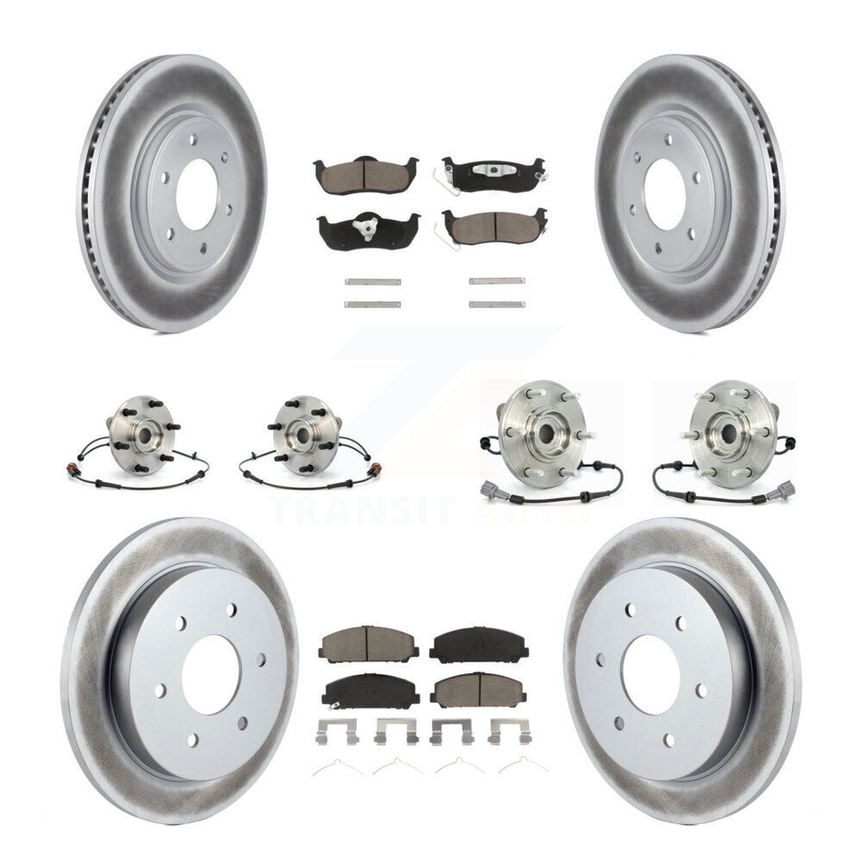 Front Rear Hub Bearings Assembly Coated Disc Brake Rotors And Ceramic Pads Kit (10Pc) For Nissan Armada INFINITI QX56 KBB-120946
