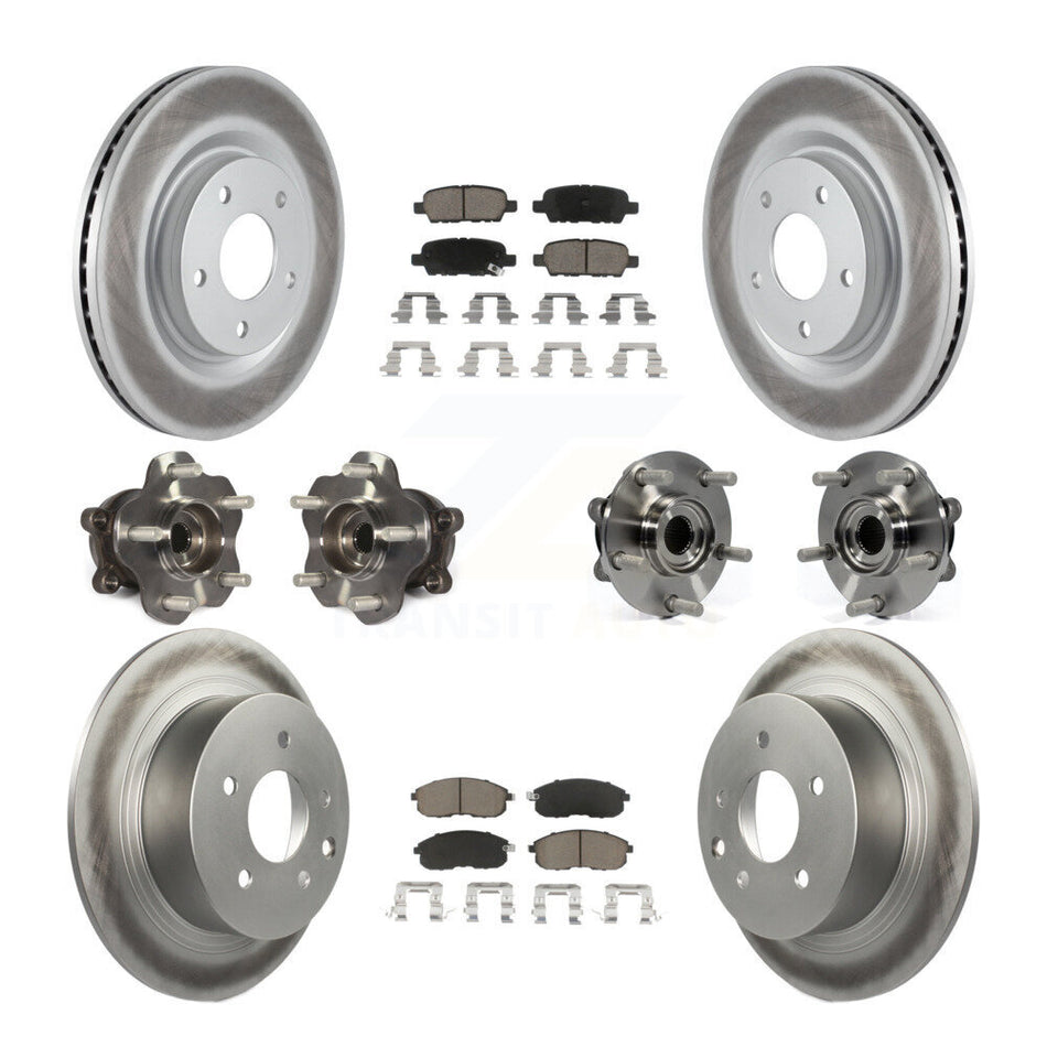 Front Rear Hub Bearings Assembly Coated Disc Brake Rotors And Ceramic Pads Kit (10Pc) For Nissan Juke KBB-120962