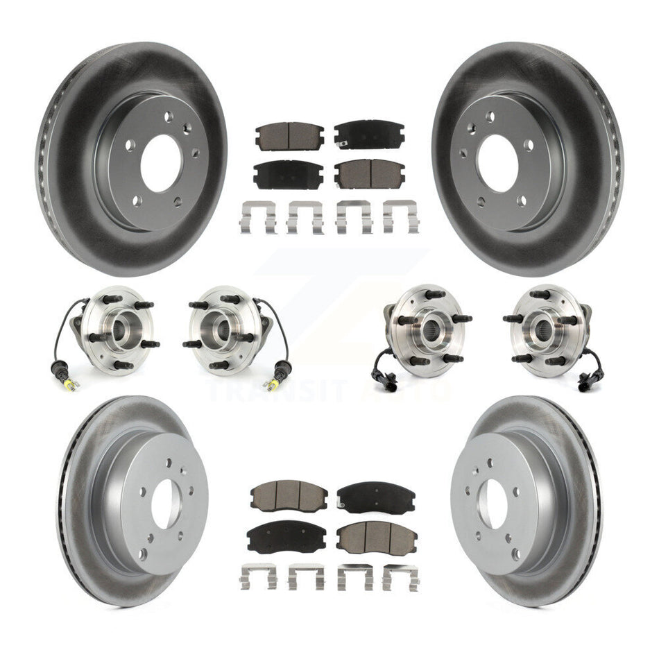 Front Rear Hub Bearings Assembly Coated Disc Brake Rotors And Ceramic Pads Kit (10Pc) For Chevrolet Equinox Saturn Vue Captiva Sport Pontiac Torrent Suzuki XL-7 KBB-120966