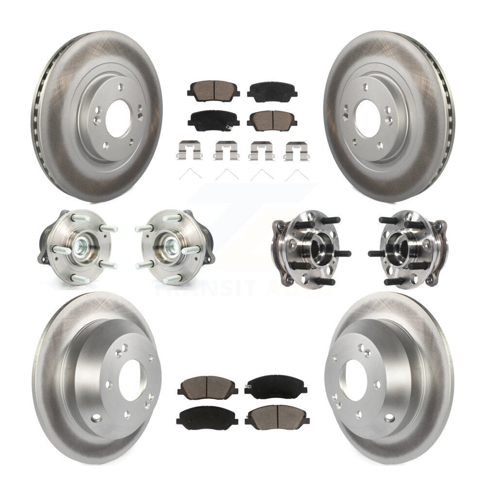 Front Rear Hub Bearing Coated Disc Brake Rotor Pad Kit (10Pc) For Hyundai Santa Fe XL FWD KBB-120977