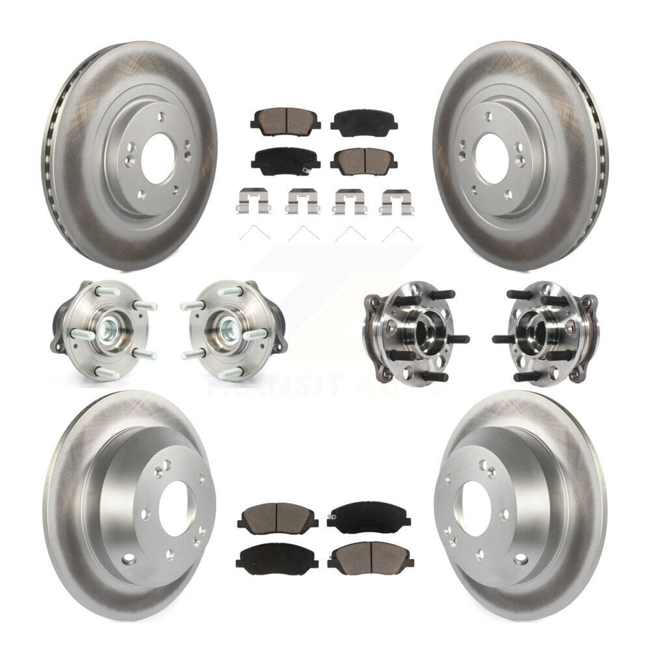Front Rear Hub Bearing Coated Disc Brake Rotor Pad Kit (10Pc) For Hyundai Santa Fe XL FWD KBB-120977