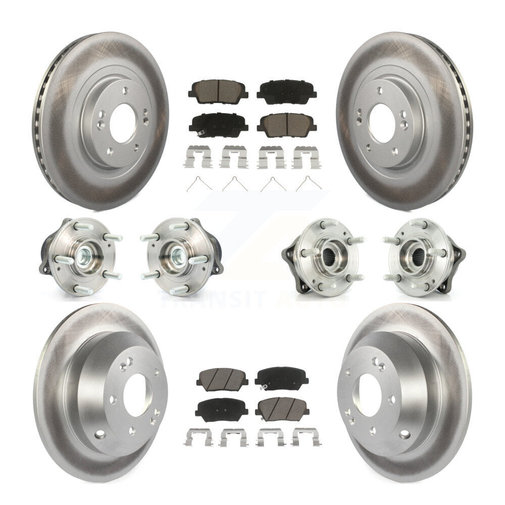 Front Rear Hub Bearing Coated Brake Rotor & Pads Kit (10Pc) For 2014-2015 Kia Sorento FWD KBB-120987