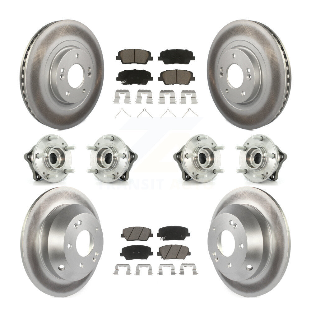 Front Rear Hub Bearing Coated Brake Rotor & Pads Kit (10Pc) For 2014-2015 Kia Sorento AWD KBB-120988