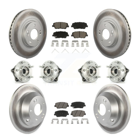 Front Rear Hub Bearing Coated Brake Rotor & Pads Kit (10Pc) For 2014-2015 Kia Sorento AWD KBB-120988