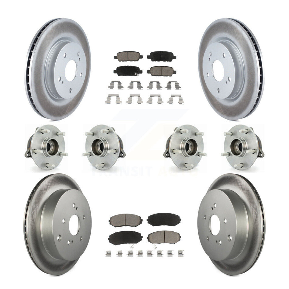 Front Rear Hub Bearings Assembly Coated Disc Brake Rotors And Ceramic Pads Kit (10Pc) For 2009-2013 Suzuki Grand Vitara KBB-121000