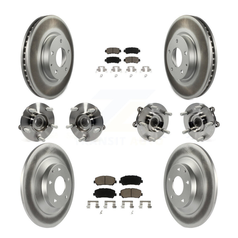Front Rear Hub Bearings Assembly Coated Disc Brake Rotors And Ceramic Pads Kit (10Pc) For Mazda CX-5 AWD KBB-121002
