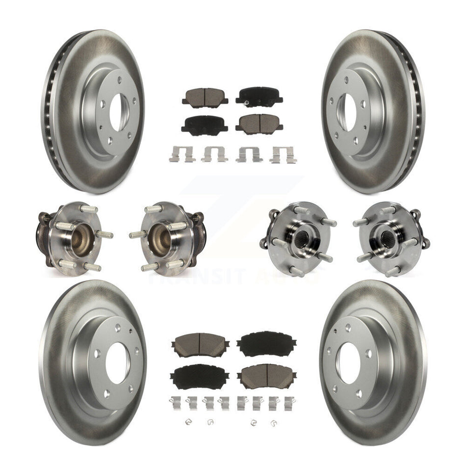 Front Rear Hub Bearings Assembly Coated Disc Brake Rotors And Ceramic Pads Kit (10Pc) For Mazda 6 KBB-121006