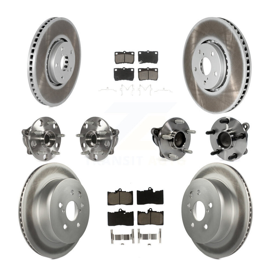 Front Rear Hub Bearings Assembly Coated Disc Brake Rotors And Ceramic Pads Kit (10Pc) For Lexus IS350 GS350 GS430 GS450h GS460 KBB-121012