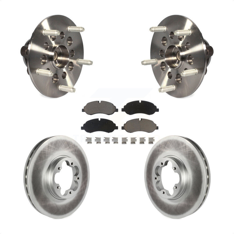 Front Hub Bearing Assembly With Coated Disc Brake Rotors And Ceramic Pads Kit For Ford Transit-250 Transit-150 5 Lug Wheels Without 4600 Lb Axle KBB-121020