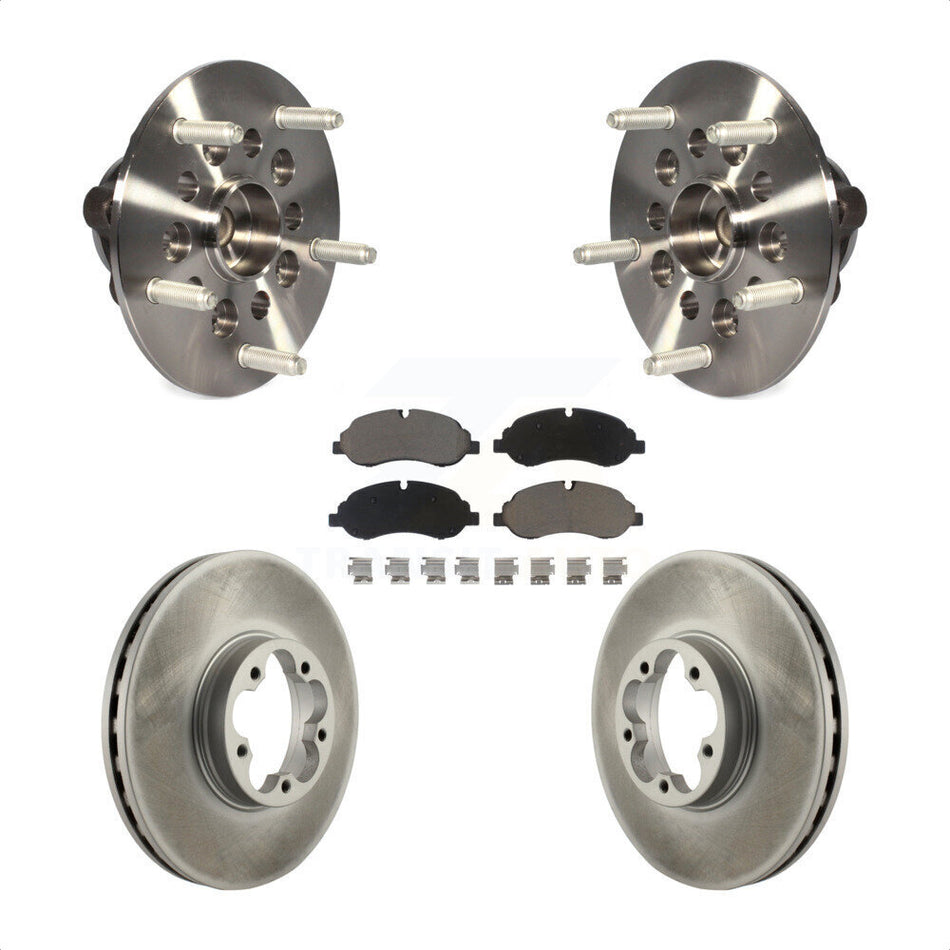 Front Hub Bearing Assembly With Coated Disc Brake Rotors And Ceramic Pads Kit For 2015-2019 Ford Transit-350 HD Single Rear Wheels KBB-121022