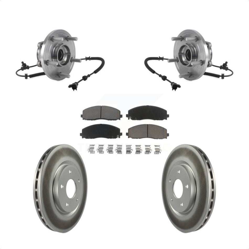 Front Hub Bearing Assembly With Coated Disc Brake Rotors And Ceramic Pads Kit For Chrysler Pacifica Voyager Grand Caravan KBB-121024