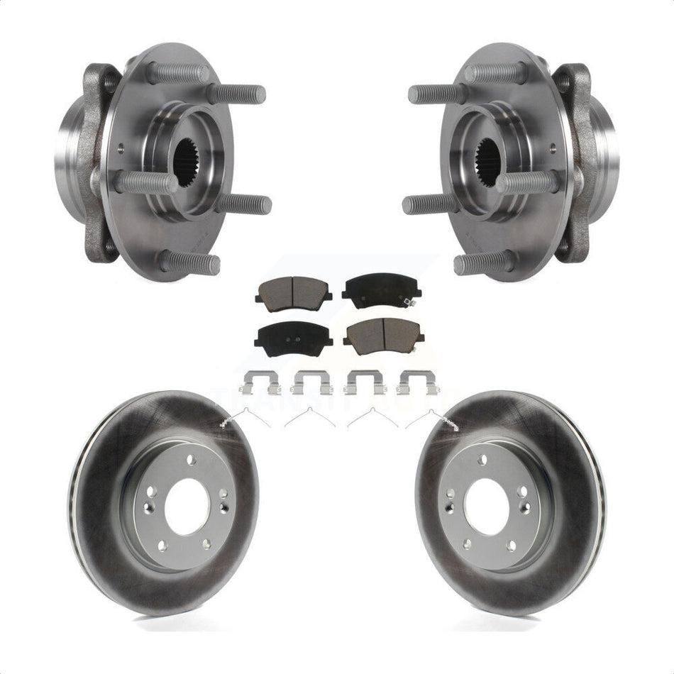 Front Hub Bearing Assembly With Coated Disc Brake Rotors And Ceramic Pads Kit For Hyundai Elantra KBB-121026