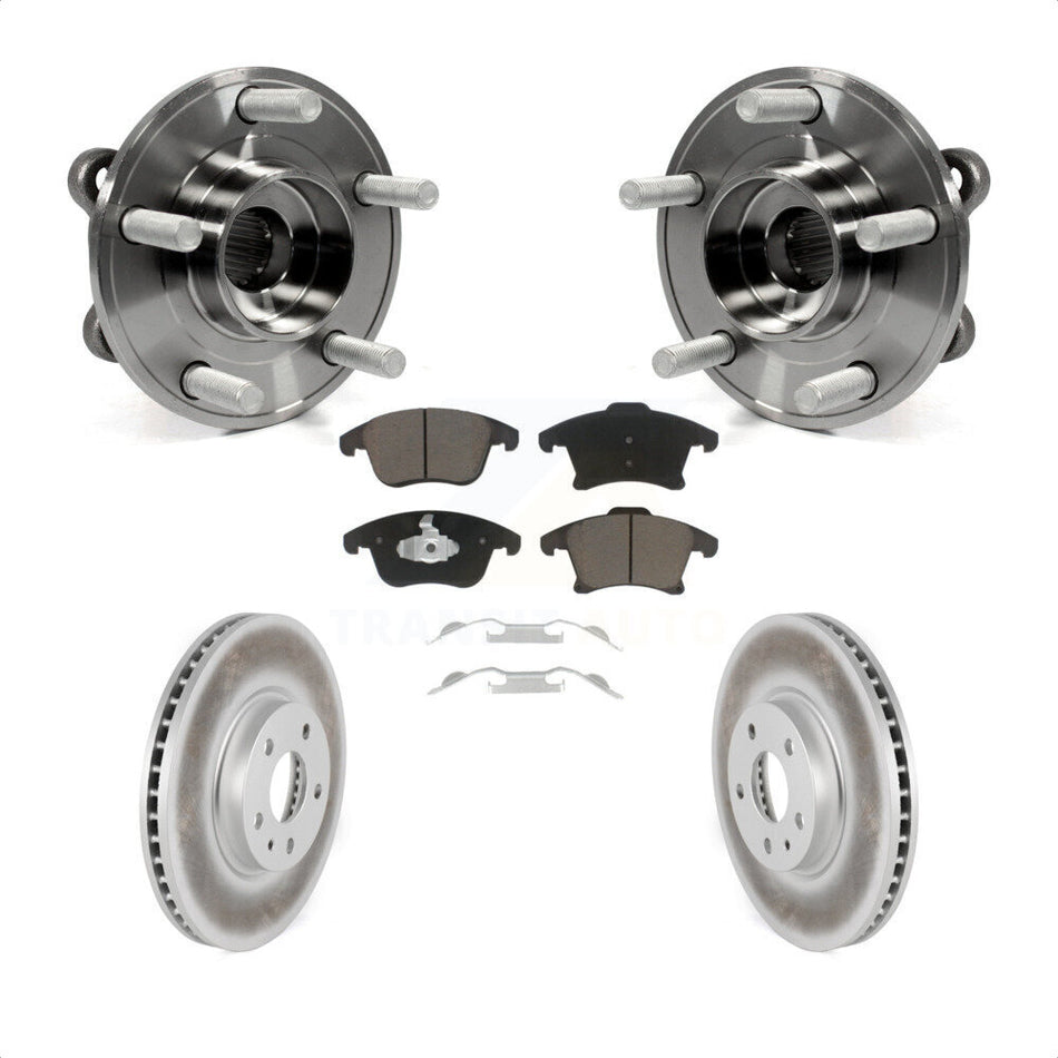 Front Hub Bearing Assembly With Coated Disc Brake Rotors And Ceramic Pads Kit For Ford Fusion Lincoln MKZ KBB-121032