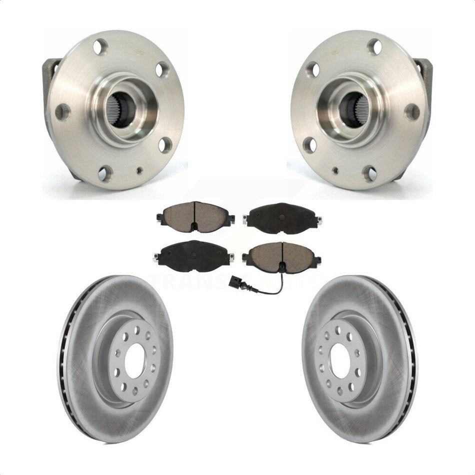 Front Hub Bearing Assembly Coated Disc Brake Rotor & Pad Kit For Volkswagen Golf Alltrack KBB-121039