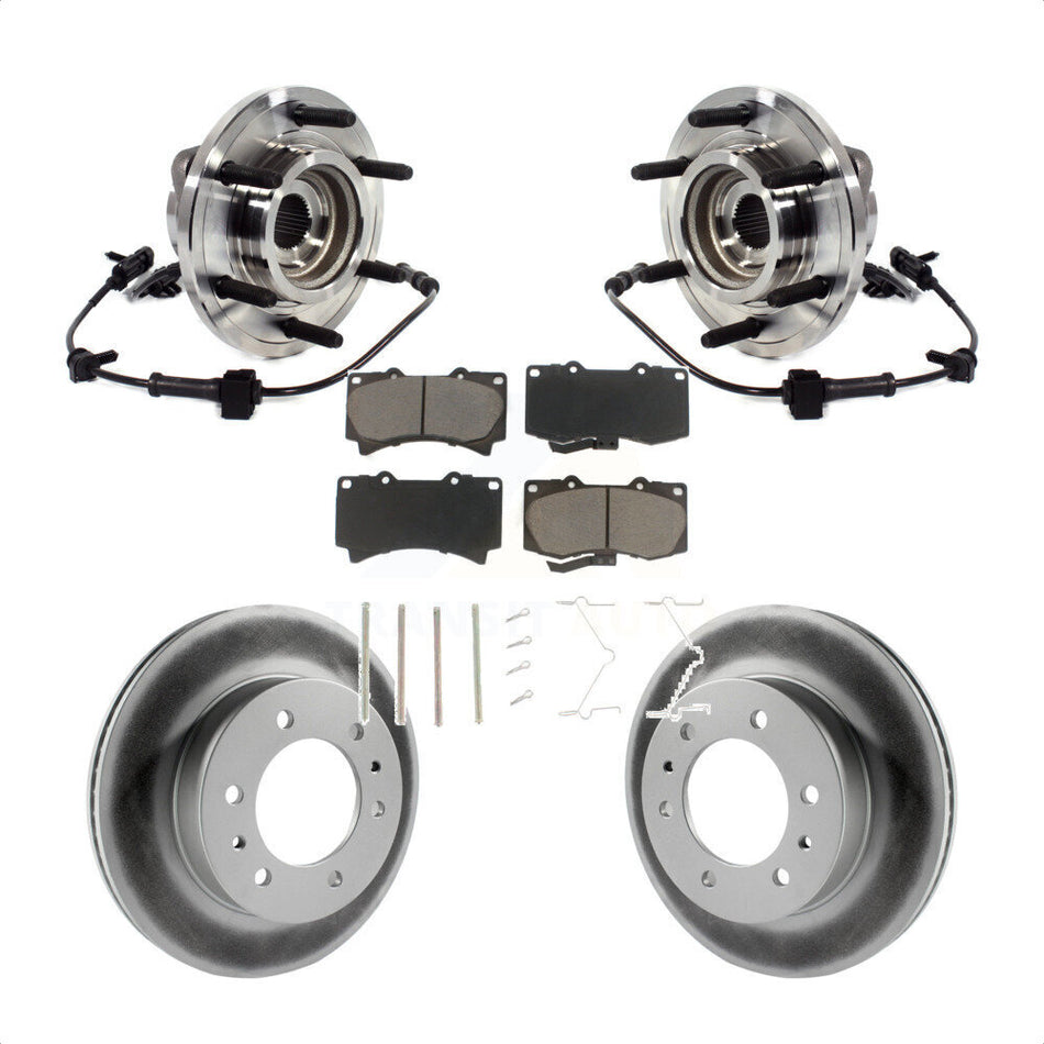 Front Hub Bearing Assembly Coated Disc Brake Rotor & Pads Kit For 2009-2010 Hummer H3T H3 KBB-121045