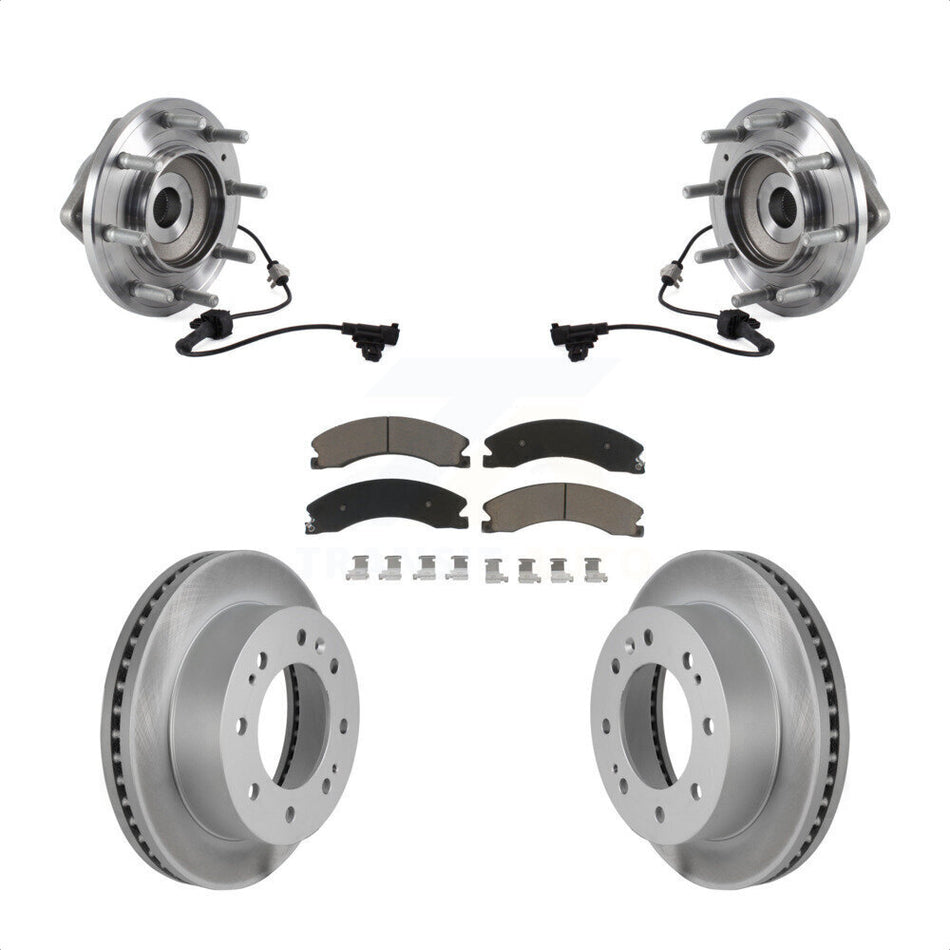 Front Hub Bearing Assembly With Coated Disc Brake Rotors And Ceramic Pads Kit For 2011-2019 Chevrolet Silverado 3500 HD GMC Sierra Dual Rear Wheels 4WD KBB-121051
