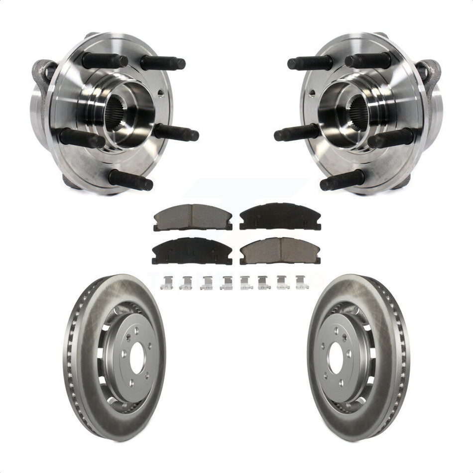 Front Hub Bearing Assembly With Coated Disc Brake Rotors And Ceramic Pads Kit For Ford Taurus Police Interceptor Sedan Special Service KBB-121053