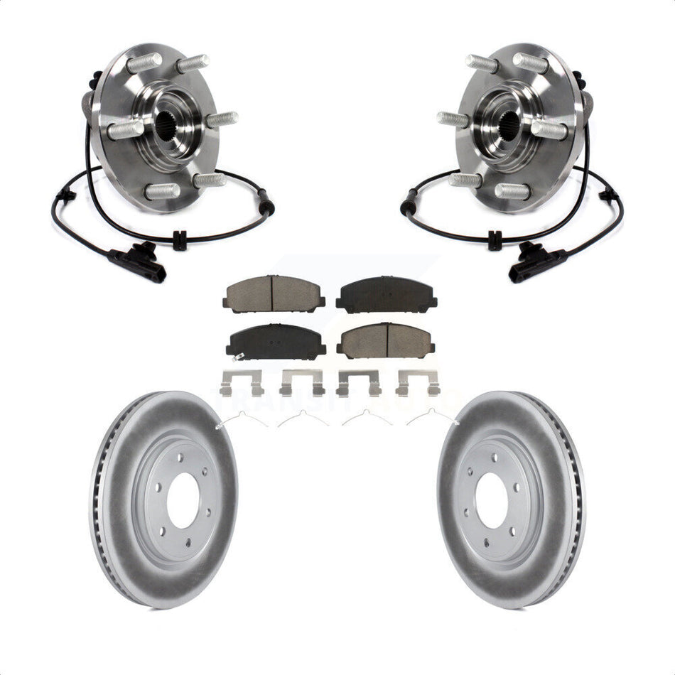 Front Hub Bearing Assembly With Coated Disc Brake Rotors And Ceramic Pads Kit For INFINITI Nissan Armada QX80 QX56 KBB-121072