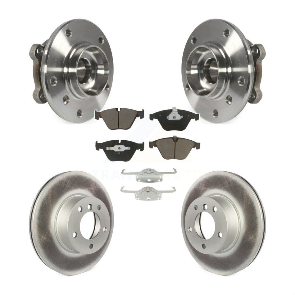 Front Hub Bearing Assembly With Coated Disc Brake Rotors And Ceramic Pads Kit For 2013-2015 BMW X1 xDrive28i with AWD KBB-121089