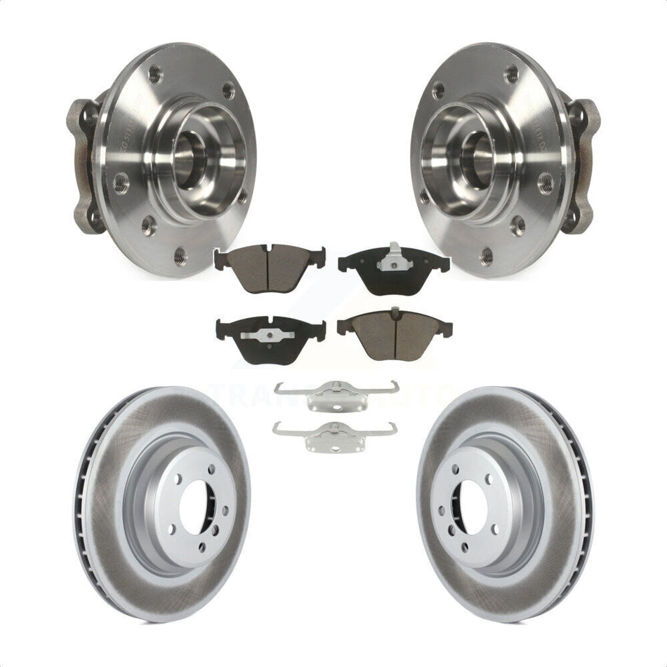 Front Hub Bearing Assembly With Coated Disc Brake Rotors And Ceramic Pads Kit For 2013 BMW X1 xDrive35i with AWD KBB-121090