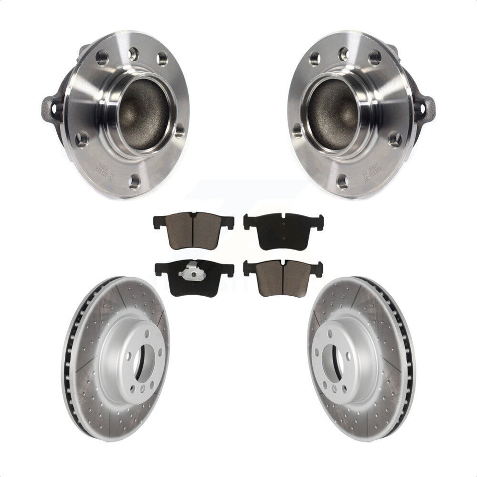 Front Hub Bearing Assembly With Coated Disc Brake Rotors And Ceramic Pads Kit For BMW 435i 335i Gran Coupe Without Blue Painted Calipers KBB-121098