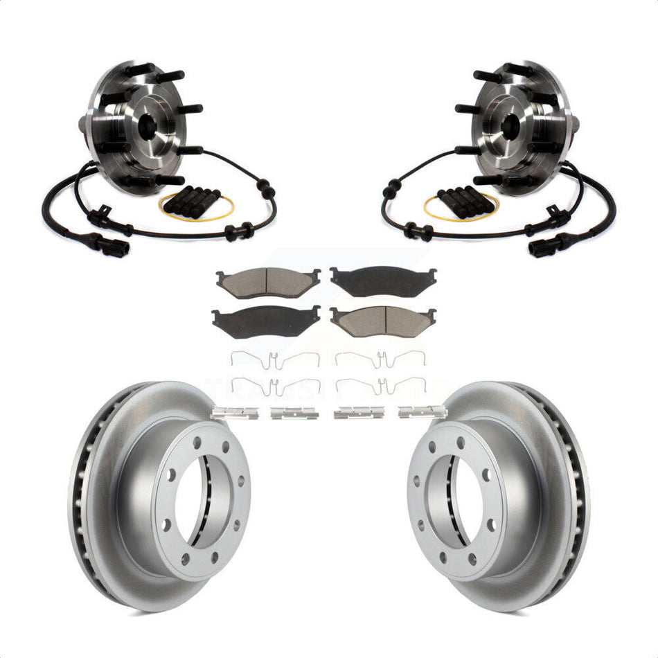 Front Hub Bearing Assembly With Coated Disc Brake Rotors And Ceramic Pads Kit For Ford F-450 Super Duty F-550 4 X 2 KBB-121103